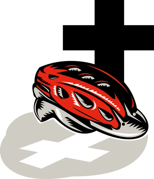 Cycling crash helmet with cross — Stock Photo, Image