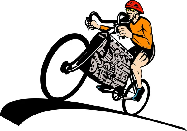Ciclista de carreras de bicicleta v8 motor de coche — Foto de Stock