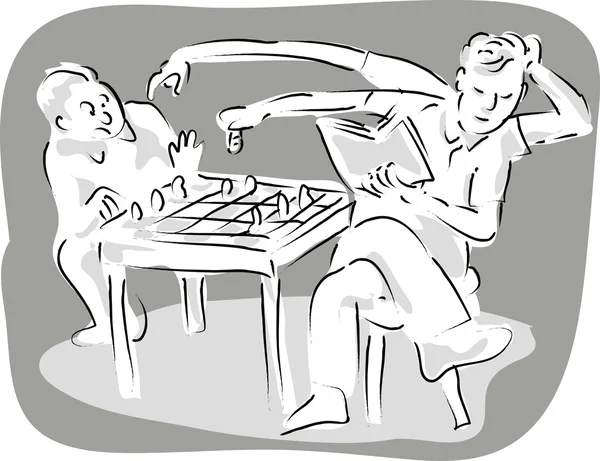 Deux hommes jouent au jeu d'échecs — Photo