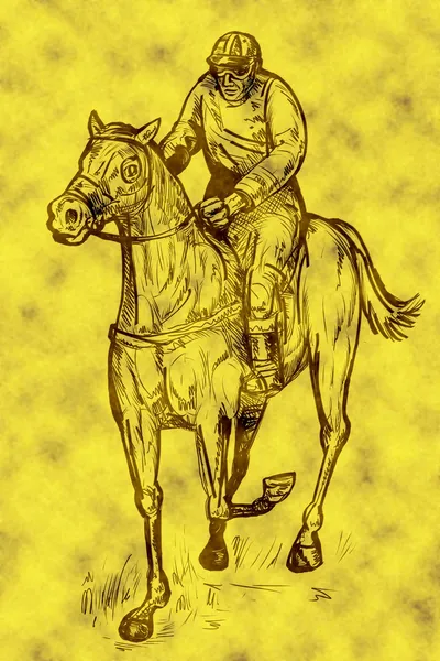 Pferd und Jockey siegen — Stockfoto