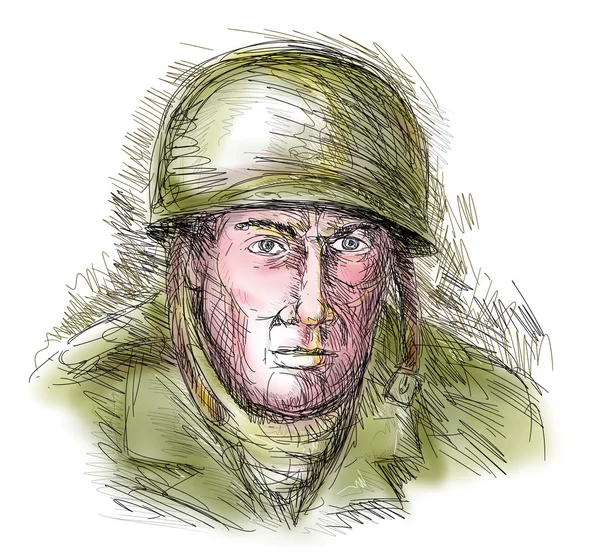 Portrait graveleux Deuxième guerre mondiale soldat — Photo