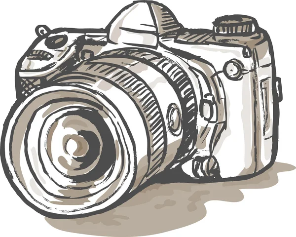 Desenho de uma câmera digital SLR — Fotografia de Stock