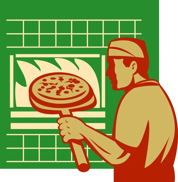 Pizza pie maker baker baking pan oven — Stock Photo, Image