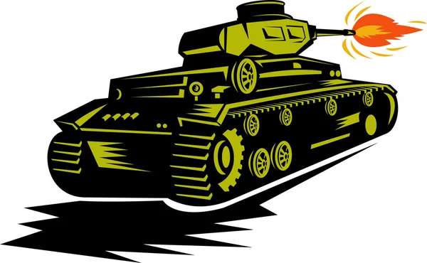 Wereldoorlog twee strijd tank kanon afvuren — Stockfoto
