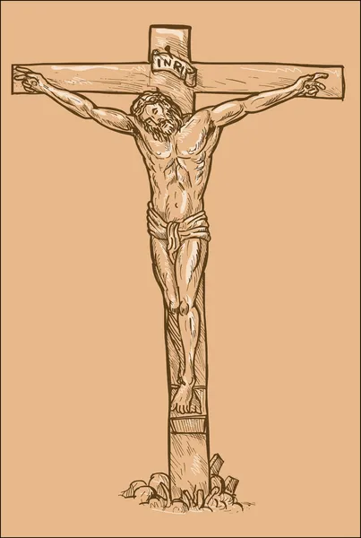 Jesucristo colgando en la cruz — Foto de Stock