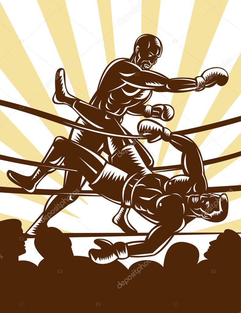 Boxer knockout boxing ring