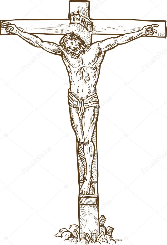 Jesus Christ Drawing Isolated on White... - Stock Illustration [74759579] -  PIXTA