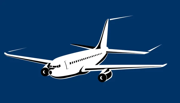 Jumbo passagiersvliegtuig in volle vlucht — Stockfoto