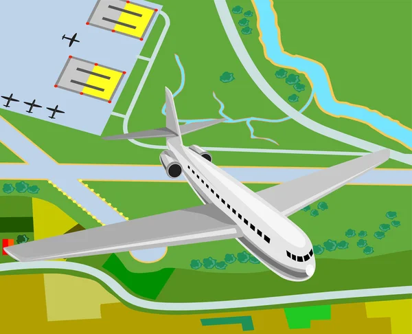 Flugzeug hebt vom Flugplatz ab — Stockfoto