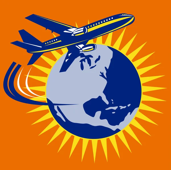Джамбо реактивний авіалайнер глобальний — стокове фото