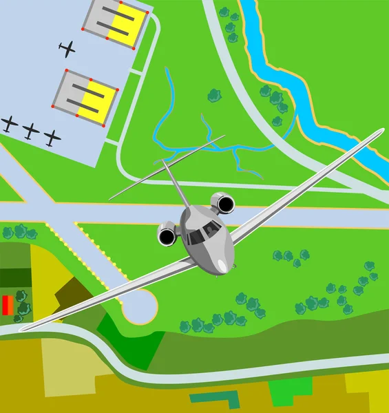 Flugzeug hebt vom Flugplatz ab — Stockfoto