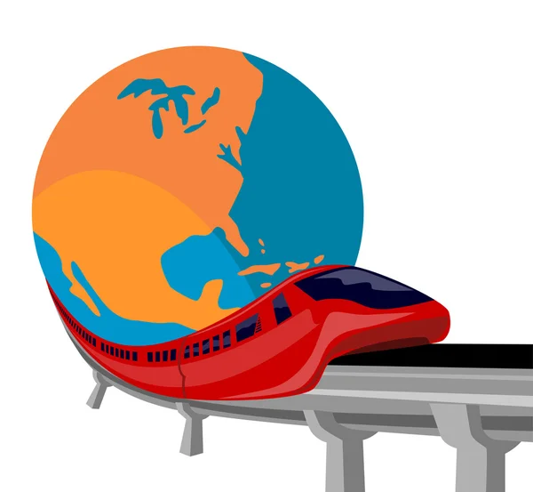Futuristic monorail train globe — Stock Photo, Image