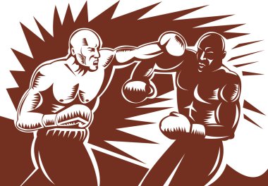 Boxer connecting a knockout punch clipart