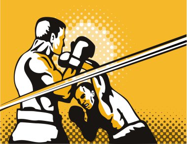 Boxer connecting a knockout punch clipart