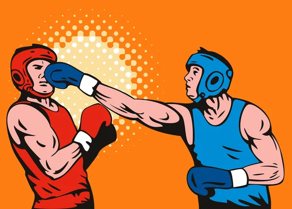 Bokser som forbinder et knockout-slag – stockfoto