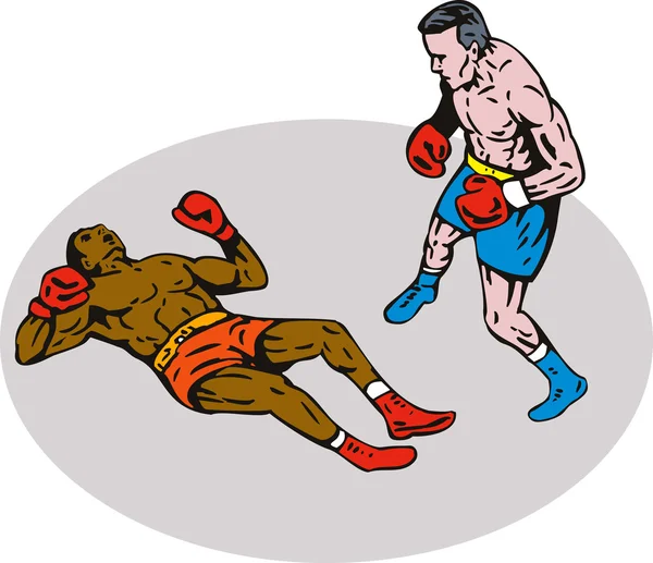 Boxeador nocaut en el suelo —  Fotos de Stock