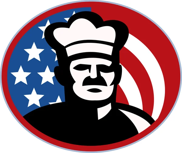 Amerikanischer Koch kocht Bäcker Sternenstreifen — Stockfoto