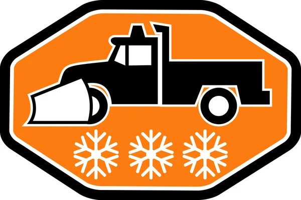 Snow plow truck with snowflake — Stock Photo, Image