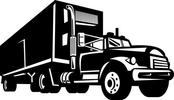 Caminhão com reboque van recipiente — Fotografia de Stock