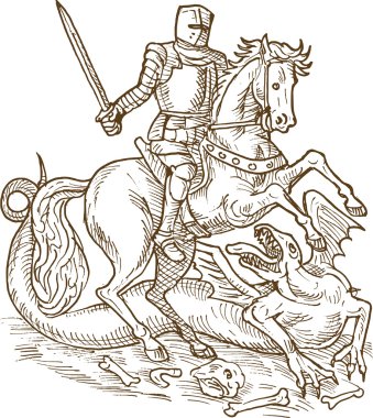 Saint George knight and the dragon clipart