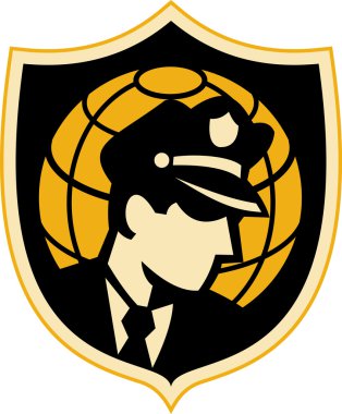 Security guard police officer globe clipart