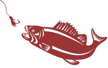 Largemouth bass catching bait clipart