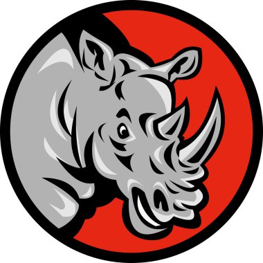 Angry rhino head ready to attack clipart