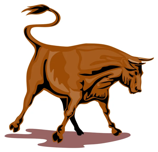 Rozzlobený Zuřící býk útočí — Stock fotografie