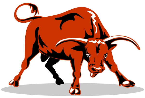 Злобная буйная атака быка — стоковое фото