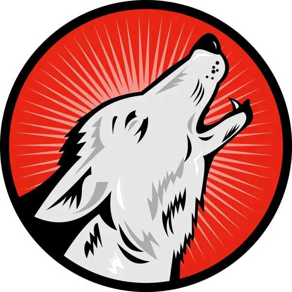 Wolf howling zijaanzicht — Stockfoto