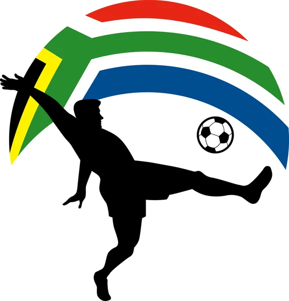 Fußballspieler ball flagge südafrika — Stockfoto