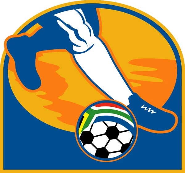 Soccer player ball flag south africa — Stock Photo, Image