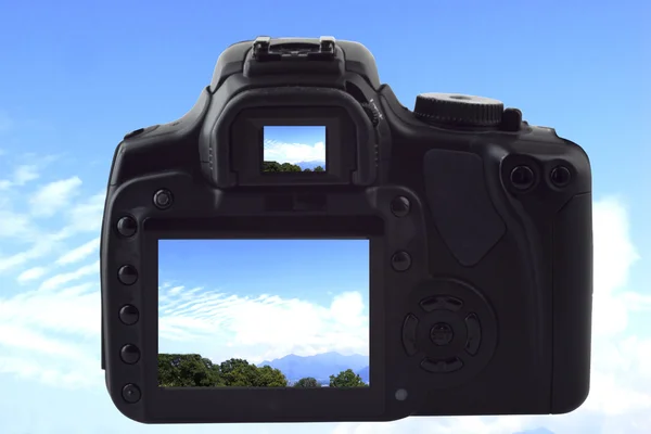 Photocamera shooting sky — Stock Photo, Image