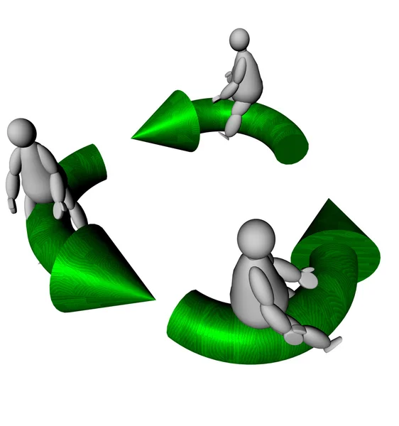 Fantoches 3D com símbolo de reciclagem — Fotografia de Stock