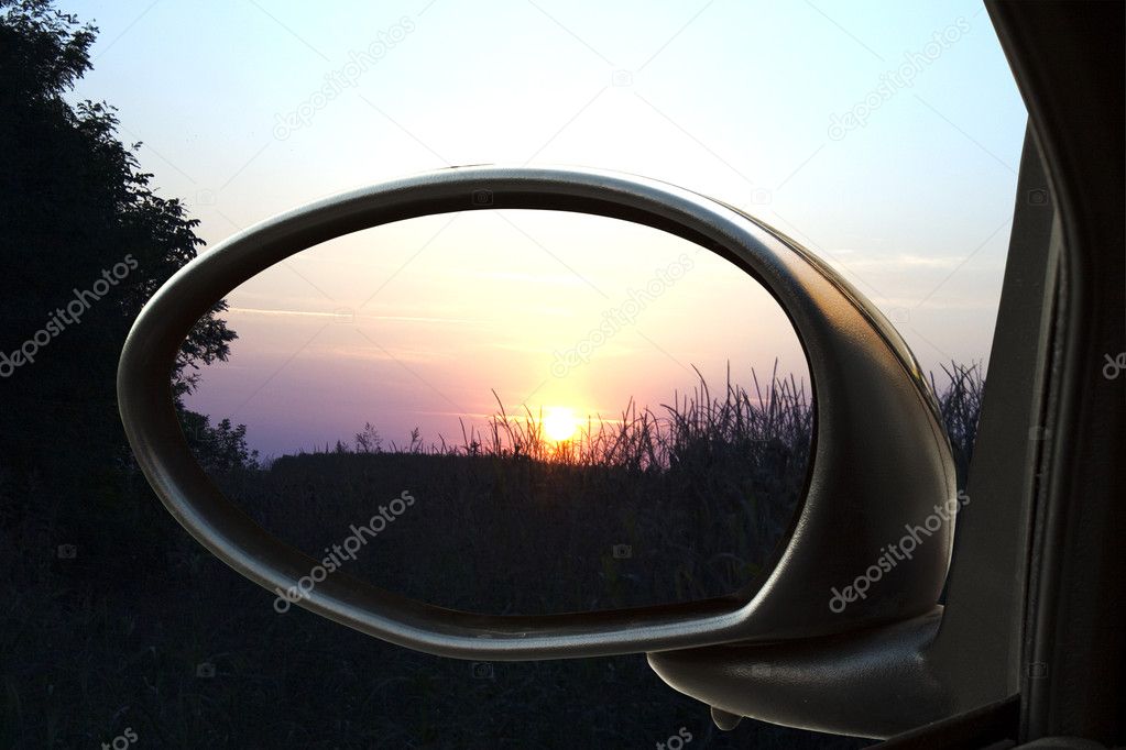 Sunset in the rearviewmirror
