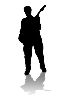 Silhouette of guitar player clipart