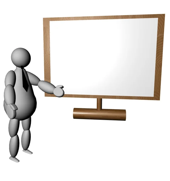 3D puppet at the board — Stock Photo, Image