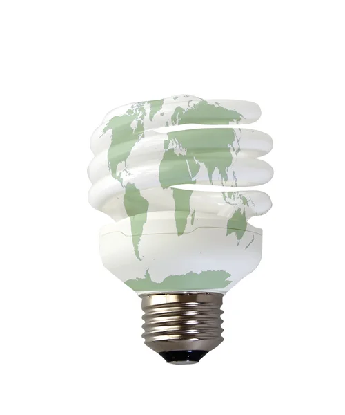 Spiral bulb with world — Stock Photo, Image