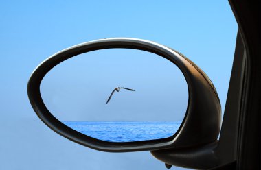 Sea in the rearviewmirror clipart