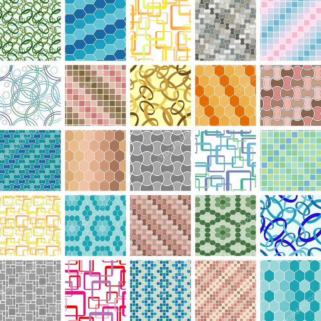 Many seamless retro patterns