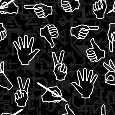 Seamless hand sign pattern clipart