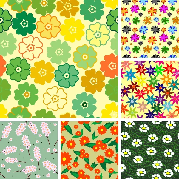 Seamless flower patterns — Stock Vector