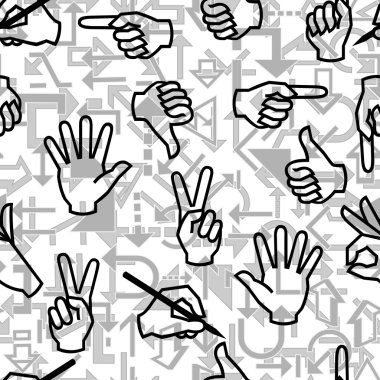 Seamless hand sign pattern clipart