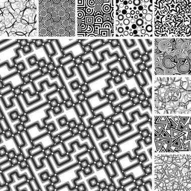 Seamless uncolored patterns clipart