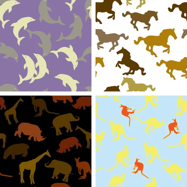 Seamless animal patterns — Stock Vector