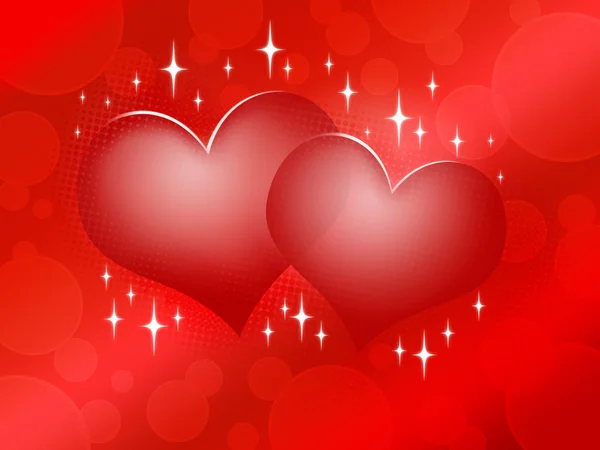 Dois corações vermelhos no fundo vermelho — Fotografia de Stock