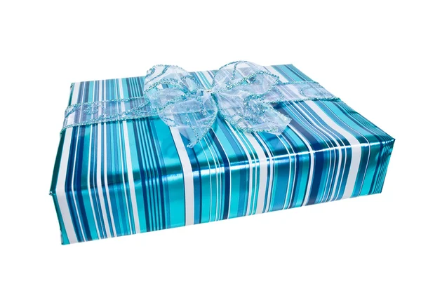 Blau verpackter Geschenkkarton — Stockfoto