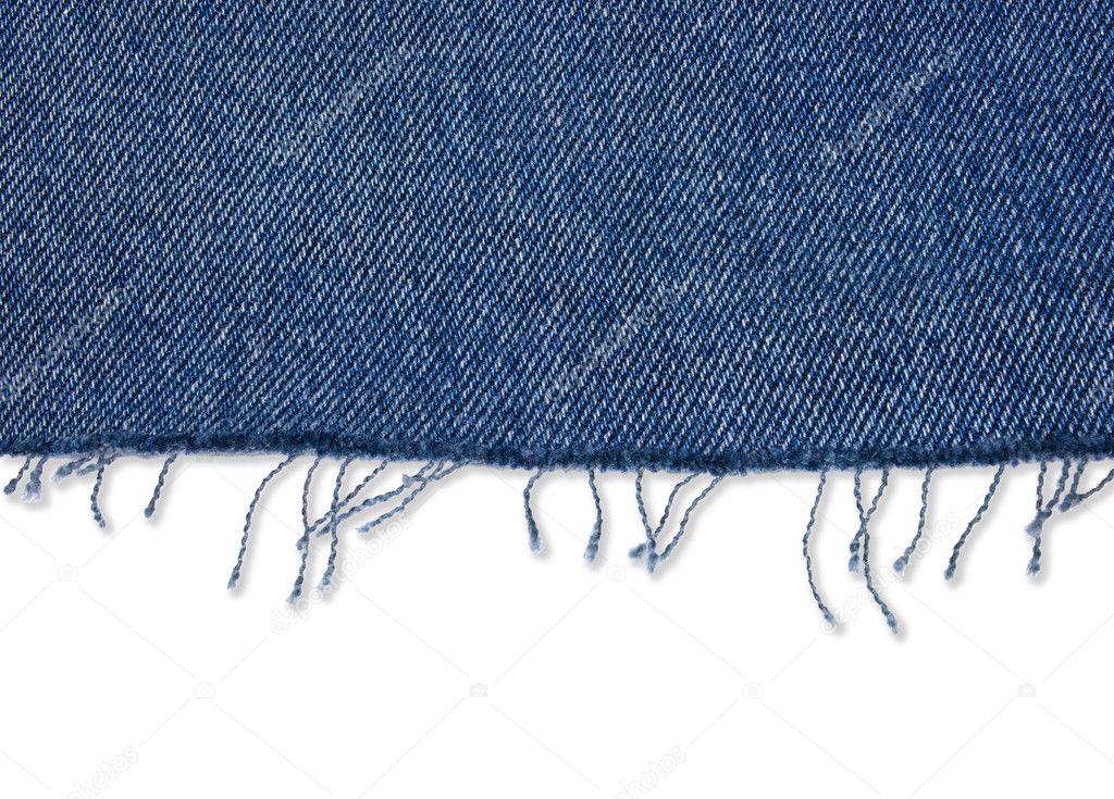 Piece of jeans fabric with fringe