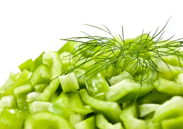 Green sweet pepper with dill — Stock Photo, Image