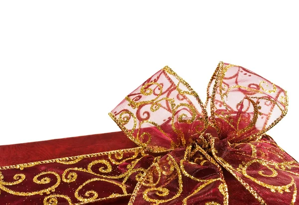 Shiny red gift box bow — Zdjęcie stockowe